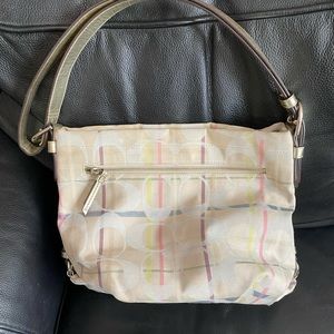 Coach Signature Optic Daisy Tattersall Duffle Convertible Crossbody Bag #24822E